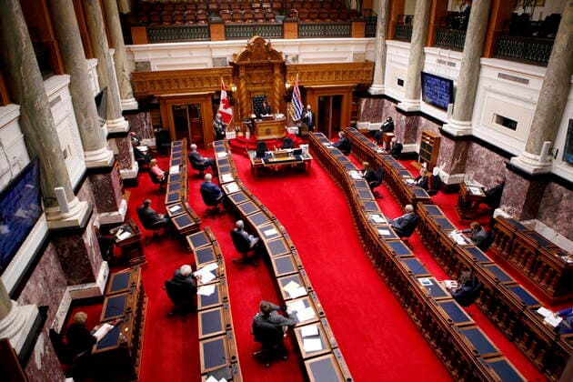April 12, 2021, Victoria, BC, Canada: Lt.- Gov. Janet Austin delivers the throne speech at Legislature in Victoria, B.C., on Monday, April 12, 2021. Victoria Canada  - ZUMAc35_ 20210412_zaf_c35_077 Copyright: xChadxHipolitox