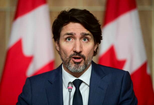 April 13, 2021, Gatineau, on, Canada: Prime Minister Justin Trudeau holds a press conference during the COVID-19 pandemic in Ottawa on Tuesday, April 13, 2021. Gatineau Canada  - ZUMAc35_ 20210413_zaf_c35_006 Copyright: xSeanxKilpatrickx