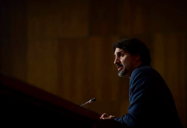 April 13, 2021, Gatineau, on, Canada: Prime Minister Justin Trudeau holds a press conference during the COVID-19 pandemic in Ottawa on Tuesday, April 13, 2021. Gatineau Canada  - ZUMAc35_ 20210413_zaf_c35_024 Copyright: xSeanxKilpatrickx