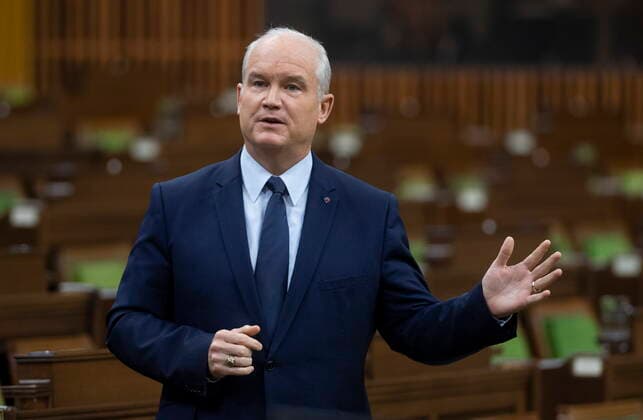 April 13, 2021, Ottawa, on, Canada: Leader of the Opposition Erin O Toole rises during Question Period in the House of Commons Tuesday April 13, 2021 in Ottawa. Ottawa Canada  - ZUMAc35_ 20210413_zaf_c35_047 Copyright: xAdrianxWyldx