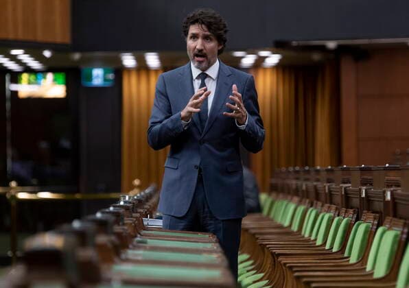 April 13, 2021, Ottawa, on, Canada: Prime Minister Justin Trudeau responds to a question during Question Period in the House of Commons Tuesday April 13, 2021 in Ottawa. Ottawa Canada  - ZUMAc35_ 20210413_zaf_c35_051 Copyright: xAdrianxWyldx