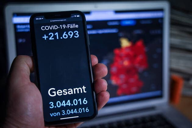 Coronavirus in Germany Covid 19 Dashboard of the Robert Koch Institute 14 04 2021 Robert Koch Institute 7 days Incidence 153.2 7 days Number of cases 127 425 COVID 19 cases 3 044 016 Addition of 21 693 compar