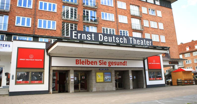 The Ernst Deutsch Theater at Friedrich Schütter Platz 1 in Hamburg Hohenfelde Hohenfelde Hamburg, closed during the lockdown.