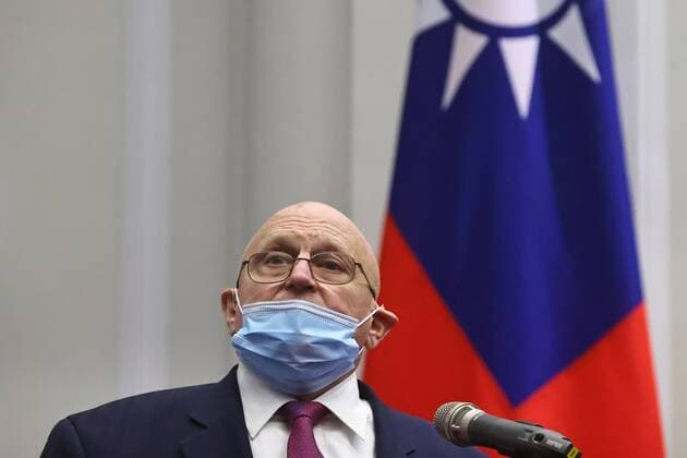 April 15, 2021, TAIPEI, Taipei, TAIWAN: Former U.S. Deputy Secretary of State Richard Armitage speaks at a meeting with Taiwan President Tsai Ing-wen at the presidential office in Taipei. As part of the support of US for Taiwan, the unofficial delegation sent to the self governing island by US president Joe Biden triggers complaints from China. TAIPEI TAIWAN - ZUMAh165 20210415_zih_h165_009 Copyright: xPool xAnnxWang xReutersx