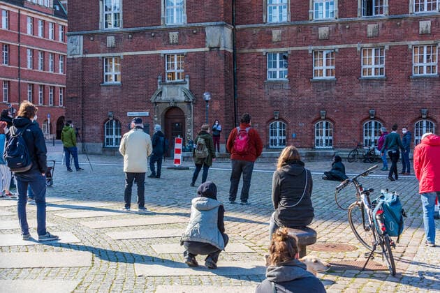 Kiel, 16 April 2021 On the town hall square in Kiel there was today on 16 April under the motto NoCovid it is possible a demonstration for stricter measures to fight the Corona pandemic The number of participants was limited to 100, all adhered to mask obligation and distance rules