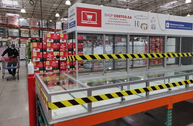 (210416) -- TORONTO, April 16, 2021 -- A section of non-essential items is closed in a store in Toronto, Canada, on April 16, 2021. On Friday afternoon, Canada reported 6,771 new cases of the COVID-19, bringing the cumulative total to 1,103,441, including 23,535 deaths, according to CTV. (Photo by Xinhua) CANADA-TORONTO-COVID-19-CASES ZouxZheng