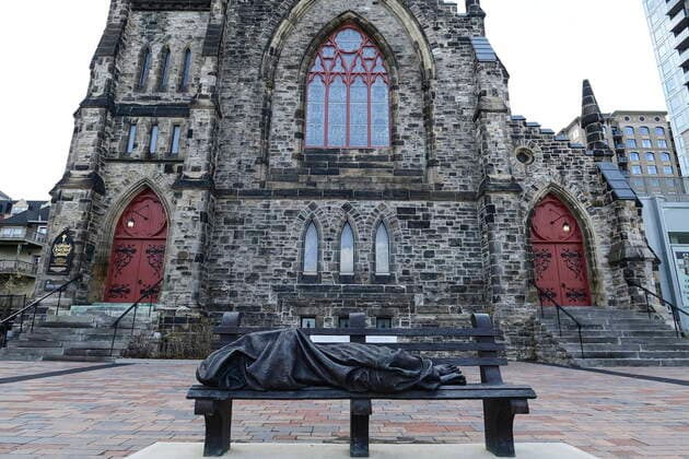April 17, 2021, Ottawa, on, Canada: A sculpture is pictured in front of Christ Church Cathedra prior to a National Commemorative Ceremony in honour of Prince Philip, The Duke of Edinburgh, in Ottawa on Saturday, April 17, 2021. Philip died April 9th at the age of 99 following 73 years of marriage to Britain s Queen Elizabeth II. Due to the COVID-19 pandemic the ceremony included no invited guests and followed a hybrid program of live and virtual events. Ottawa Canada  - ZUMAc35_ 20210417_zaf_c35_001 Copyright: xSeanxKilpatrickx