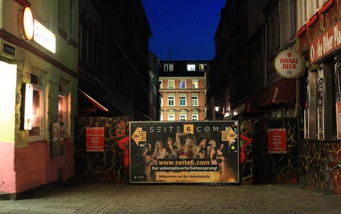 Deserted entrance to the world famous Herbertstraße on St Pauli during curfew St Pauli Hamburg