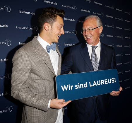 Mesut Oezil und Franz Beckenbauer - 10th Laureus Media Award in Berlin, Germany on 12.11.2014 Copyright: xJamesxColdreyx
