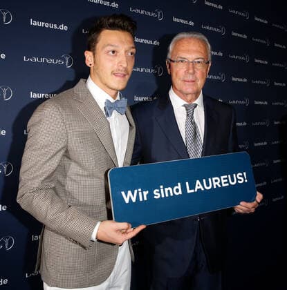Mesut Oezil und Franz Beckenbauer - 10th Laureus Media Award in Berlin, Germany on 12.11.2014 Copyright: xJamesxColdreyx