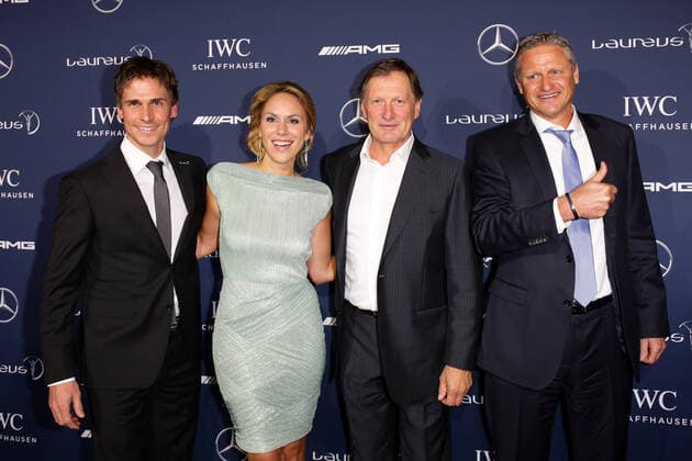 Felix Gottwald, Kathi Woerndl, Franz Klammer und Stefan Bloecher - 10th Laureus Media Award in Berlin, Germany on 12.11.2014 Copyright: xJamesxColdreyx