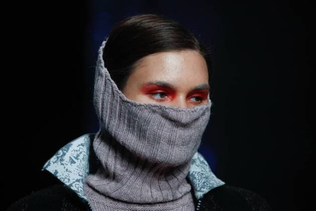 MOSCOW, RUSSIA â€“ APRIL 21, 2021: A model wears a creation from a new Laska collection at a catwalk show during the 2021 Mercedes-Benz Fashion Week Russia at the Museum of Moscow. Artyom Geodakyan TASS  TS0FD894