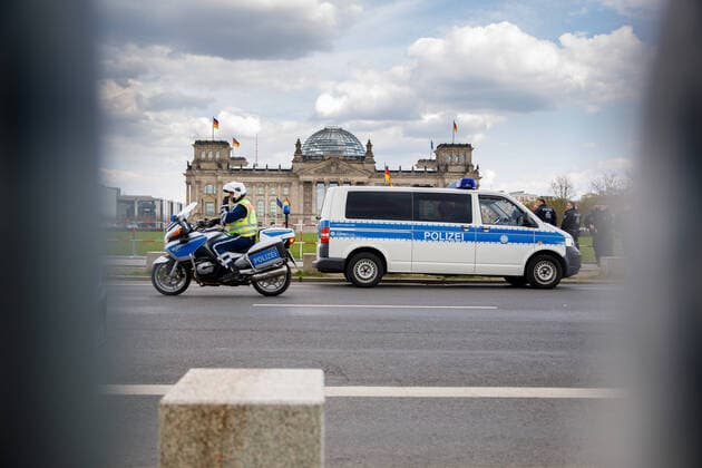 Building of the Bundestag Germany, Berlin on 21 04 2021 For security reasons because of close lying demos, the Bundestag has been widely closed off