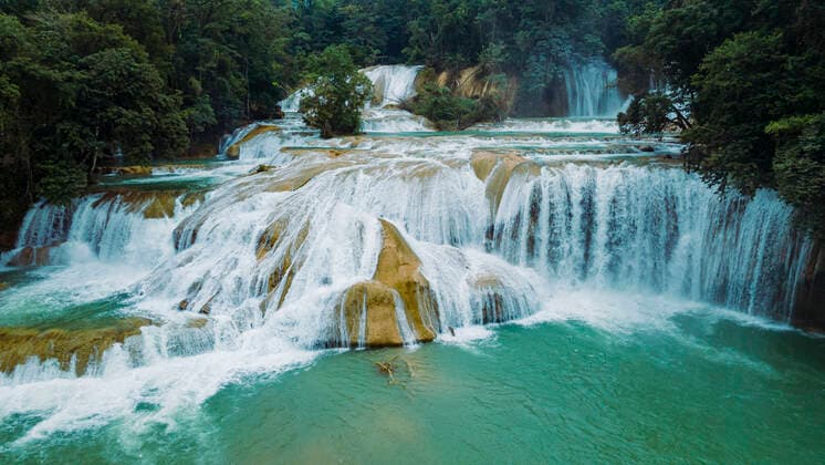 Aerial of Aguas Azules, Chiapas, Mexico, North America Copyright: MichaelxRunkel 1184-5326