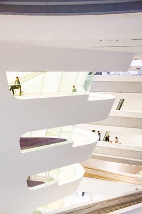 Architektur von Zaha Hadid Library and Learning Center by architect Zaha Hadid, of Vienna University of Economics and Business (Wirtschaftsuniversitat Wien), Vienna, Austria, Europe Copyright: NagyxMelinda 1265-144 Editorial Use Only
