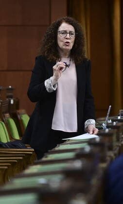 April 22, 2021, Ottawa, on, Canada: Bloc Quebecois Monique Pauze rises during question period in the House of Commons on Parliament Hill in Ottawa on Thursday, April 22, 2021. Ottawa Canada  - ZUMAc35_ 20210422_zaf_c35_045 Copyright: xSeanxKilpatrickx