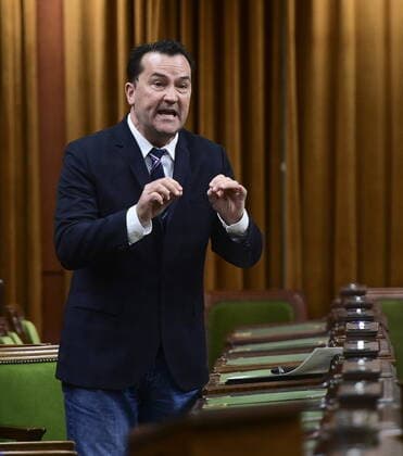April 22, 2021, Ottawa, on, Canada: Bloc Quebecois Alain Therrien rises during question period in the House of Commons on Parliament Hill in Ottawa on Thursday, April 22, 2021. Ottawa Canada  - ZUMAc35_ 20210422_zaf_c35_049 Copyright: xSeanxKilpatrickx