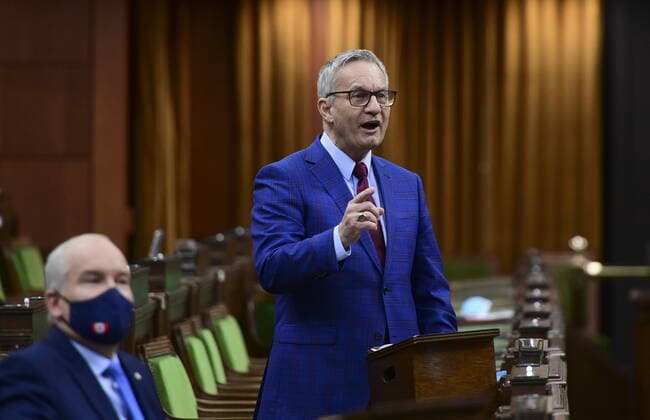 April 22, 2021, Ottawa, on, Canada: Conservative member of Parliament Ed Fast rises during question period in the House of Commons on Parliament Hill in Ottawa on Thursday, April 22, 2021. Ottawa Canada  - ZUMAc35_ 20210422_zaf_c35_050 Copyright: xSeanxKilpatrickx