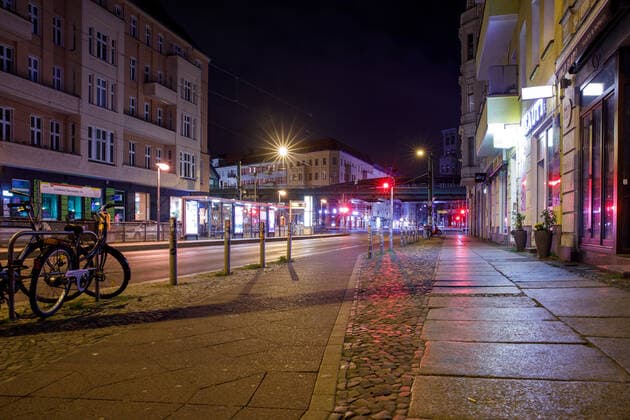 Empty streets symbol image of empty streets at night in Berlin