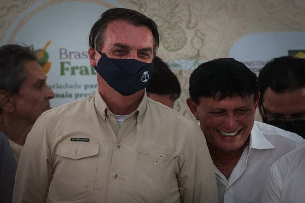 BELÉM, PA - 23.04.2021: BOLSONARO ENTREGA ALIMENTOS EM BELÉM - President Jair Bolsonaro (without a party) delivers food this Friday (23) in Belém do Pará. The event takes place at Belém Air Force Base and is part of the Brasil Fraterno initiative, which aims to serve needy families in regions of social crisis. x2057158x  FilipexBispo