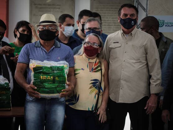 BELÉM, PA - 23.04.2021: BOLSONARO ENTREGA ALIMENTOS EM BELÉM - President Jair Bolsonaro (without a party) delivers food this Friday (23) in Belém do Pará. The event takes place at Belém Air Force Base and is part of the Brasil Fraterno initiative, which aims to serve needy families in regions of social crisis. x2057160x  FilipexBispo