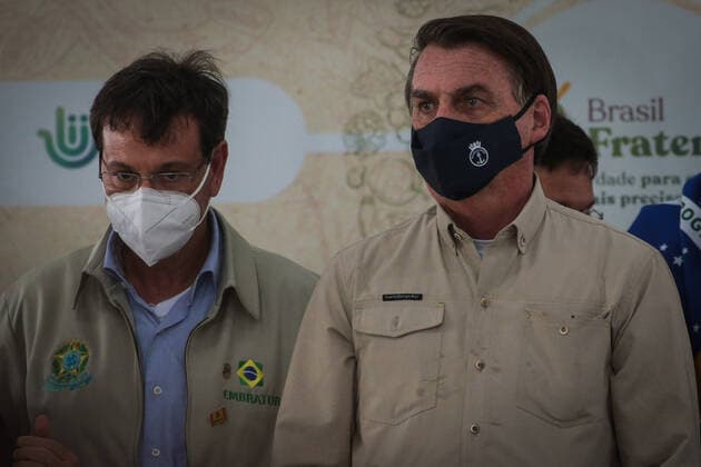 BELÉM, PA - 23.04.2021: BOLSONARO ENTREGA ALIMENTOS EM BELÉM - President Jair Bolsonaro (without a party) delivers food this Friday (23) in Belém do Pará. The event takes place at Belém Air Force Base and is part of the Brasil Fraterno initiative, which aims to serve needy families in regions of social crisis. x2057164x  FilipexBispo