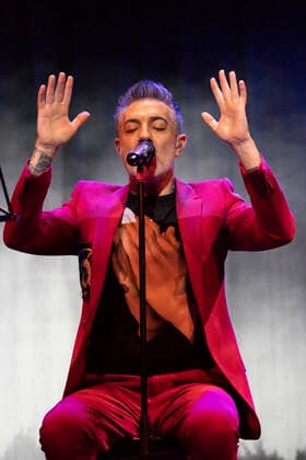 April 25, 2021, Madrid, Spain: The singer Jose Molinero, known as J. Molly from the heavy metal band Hamlet, seen performing at the Munos Seca theater in Madrid. Madrid Spain - ZUMAs197 20210425_zaa_s197_027 Copyright: xOscarxFuentesx