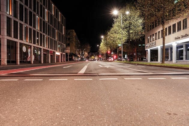 24 04 2021, Politics, News, Curfew, Dortmund, Federal Emergency Brake, Population Protection Act, Infection Protection Act, Emergency Brake, Lockdown, Corona The Hohe Straße in Dortmund during the curfew Dormtund NRW Germany xRHR PHOTO DEx RHR-FOTO DE