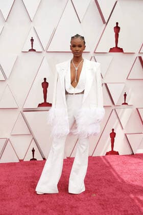 OscarÂ® nominee Tiara Thomas arrives on the red carpet of The 93rd OscarsÂ® at Union Station in Los Angeles, CA on Sunday, April 25, 2021. Los Angeles CA USA  Copyright: xMattxPetitx 34135023THA