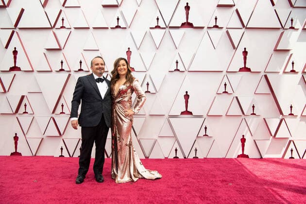 OscarÂ® nominee, Carlos CortÃ s and guest, arrives on the red carpet of The 93rd OscarsÂ® at Union Station in Los Angeles, CA on Sunday, April 25, 2021. Los Angeles CA USA  Copyright: xMattxPetitx 34135031THA