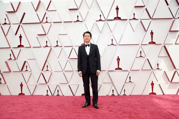 OscarÂ® nominee Steven Yeun arrives on the red carpet of The 93rd OscarsÂ® at Union Station in Los Angeles, CA on Sunday, April 25, 2021. Los Angeles CA USA  Copyright: xMattxPetitx 34135051THA