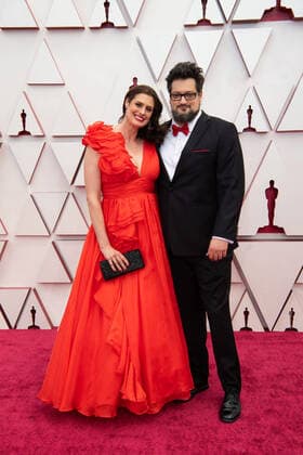 OscarÂ® nominee Will Berson (R) and guest arrive on the red carpet of The 93rd OscarsÂ® at Union Station in Los Angeles, CA on Sunday, April 25, 2021. Los Angeles CA USA  Copyright: xMattxPetitx 34135065THA