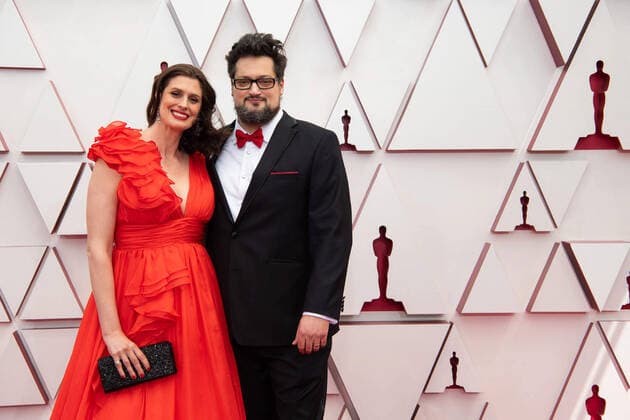 OscarÂ® nominee Will Berson (R) and guest arrive on the red carpet of The 93rd OscarsÂ® at Union Station in Los Angeles, CA on Sunday, April 25, 2021. Los Angeles CA USA  Copyright: xMattxPetitx 34135066THA