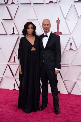 Jesse Collins and guest arrive on the red carpet of The 93rd OscarsÂ® at Union Station in Los Angeles, CA on Sunday, April 25, 2021. Los Angeles CA USA  Copyright: xMattxPetitx 34135119THA