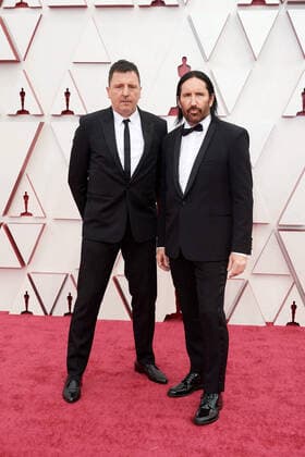 OscarÂ® nominees Atticus Ross and Trent Reznor arrive on the red carpet of The 93rd OscarsÂ® at Union Station in Los Angeles, CA on Sunday, April 25, 2021. Los Angeles CA USA  Copyright: xMattxPetitx 34135126THA