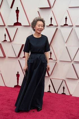 OscarÂ® nominee Yuh-Jung Youn arrives on the red carpet of The 93rd OscarsÂ® at Union Station in Los Angeles, CA on Sunday, April 25, 2021. Los Angeles CA USA  Copyright: xMattxPetitx 34135159THA