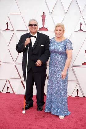 Robert Tarango and OscarÂ® nominee Susan Ruzenski arrive on the red carpet of The 93rd OscarsÂ® at Union Station in Los Angeles, CA on Sunday, April 25, 2021. Los Angeles CA USA  Copyright: xMattxPetitx 34135185THA