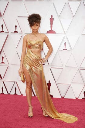 OscarÂ® nominee Andra Day arrives on the red carpet of The 93rd OscarsÂ® at Union Station in Los Angeles, CA on Sunday, April 25, 2021. Los Angeles CA USA  Copyright: xMattxPetitx 34135209THA