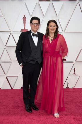 OscarÂ® nominee Anthony Giacchino and guest arrive on the red carpet of The 93rd OscarsÂ® at Union Station in Los Angeles, CA on Sunday, April 25, 2021. Los Angeles CA USA  Copyright: xMattxPetitx 34135297THA