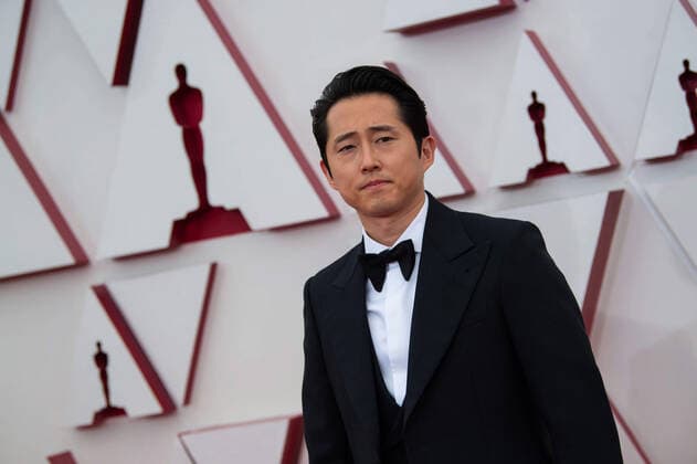 OscarÂ® nominee Steven Yeun arrives on the red carpet of The 93rd OscarsÂ® at Union Station in Los Angeles, CA on Sunday, April 25, 2021. Los Angeles CA USA  Copyright: xMattxPetitx 34135363THA