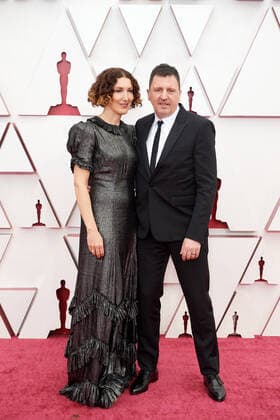 April 25, 2021, Los Angeles, California, USA: CLAUDIA SARNE and Oscar nominee ATTICUS ROSS arrive on the red carpet of The 93rd Oscars at Union Station. Los Angeles USA  - ZUMA 20210425_mda_z03_125 Copyright: xMattxPetitx
