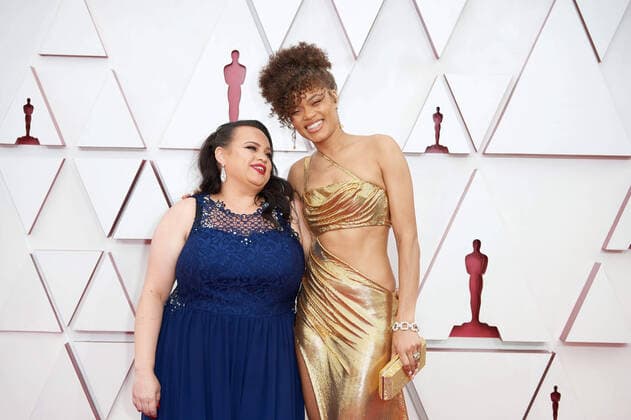 OscarÂ® nominee Andra Day (R) with guest on the red carpet of The 93rd OscarsÂ® at Union Station in Los Angeles, CA on Sunday, April 25, 2021. Los Angeles CA USA  Copyright: xMattxSaylesx 34135508THA