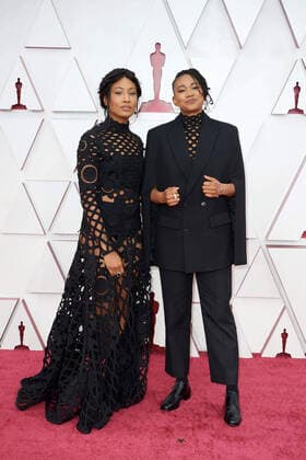 OscarÂ® nominees Sophia Nahli Allison and Janice Duncan arrive on the red carpet of The 93rd OscarsÂ® at Union Station in Los Angeles, CA on Sunday, April 25, 2021. Los Angeles CA USA  Copyright: xMattxPetitx 34135546THA