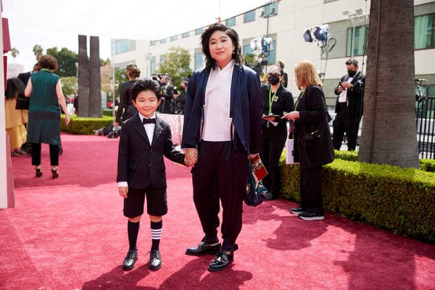 OscarÂ® nominee Christina Oh (R) and Alan Kim arrive on the red carpet of The 93rd OscarsÂ® at Union Station in Los Angeles, CA on Sunday, April 25, 2021. Los Angeles CA USA  Copyright: xMattxSaylesx 34135549THA