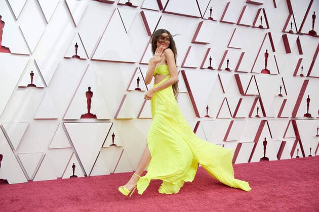 Zendaya arrives on the red carpet of The 93rd OscarsÂ® at Union Station in Los Angeles, CA on Sunday, April 25, 2021. Los Angeles CA USA  Copyright: xMattxSaylesx 34135559THA