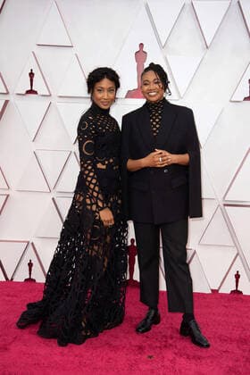 OscarÂ® nominees Sophia Nahli Allison and Janice Duncan arrive on the red carpet of The 93rd OscarsÂ® at Union Station in Los Angeles, CA on Sunday, April 25, 2021. Los Angeles CA USA  Copyright: xMattxPetitx 34135595THA