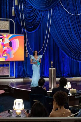 Regina King presents the OscarÂ® for Original Screenplay during the live ABC Telecast of The 93rd OscarsÂ® at Union Station in Los Angeles, CA on Sunday, April 25, 2021. Los Angeles CA USA  Copyright: xToddxWawrychukx 34135642THA
