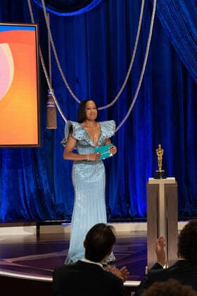Regina King presents the OscarÂ® for Original Screenplay during the live ABC Telecast of The 93rd OscarsÂ® at Union Station in Los Angeles, CA on Sunday, April 25, 2021. Los Angeles CA USA  Copyright: xToddxWawrychukx 34135660THA
