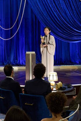 Chloe Zhao accepts the OscarÂ® for Directing during the live ABC Telecast of The 93rd OscarsÂ® at Union Station in Los Angeles, CA on Sunday, April 25, 2021. Los Angeles CA USA  Copyright: xToddxWawrychukx 34135677THA