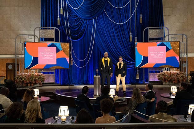 Travon Free and Martin Desmond Roe accept the OscarÂ® for Live Action Short during the live ABC Telecast of The 93rd OscarsÂ® at Union Station in Los Angeles, CA on Sunday, April 25, 2021. Los Angeles CA USA  Copyright: xToddxWawrychukx 34135680THA